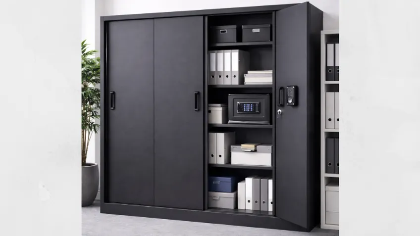 lemari besi dengan kombinasi pintu